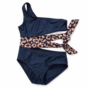 PatPat One Shoulder Cutout Swimsuit Leopard Girls 3-4Y One Piece